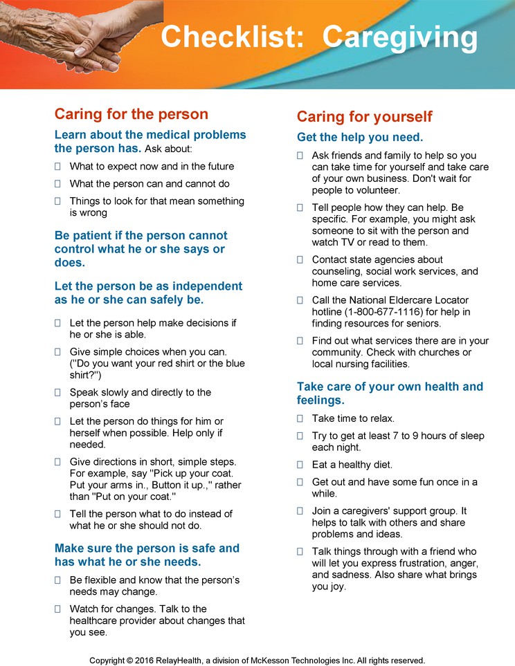 Caregiving: Checklist
