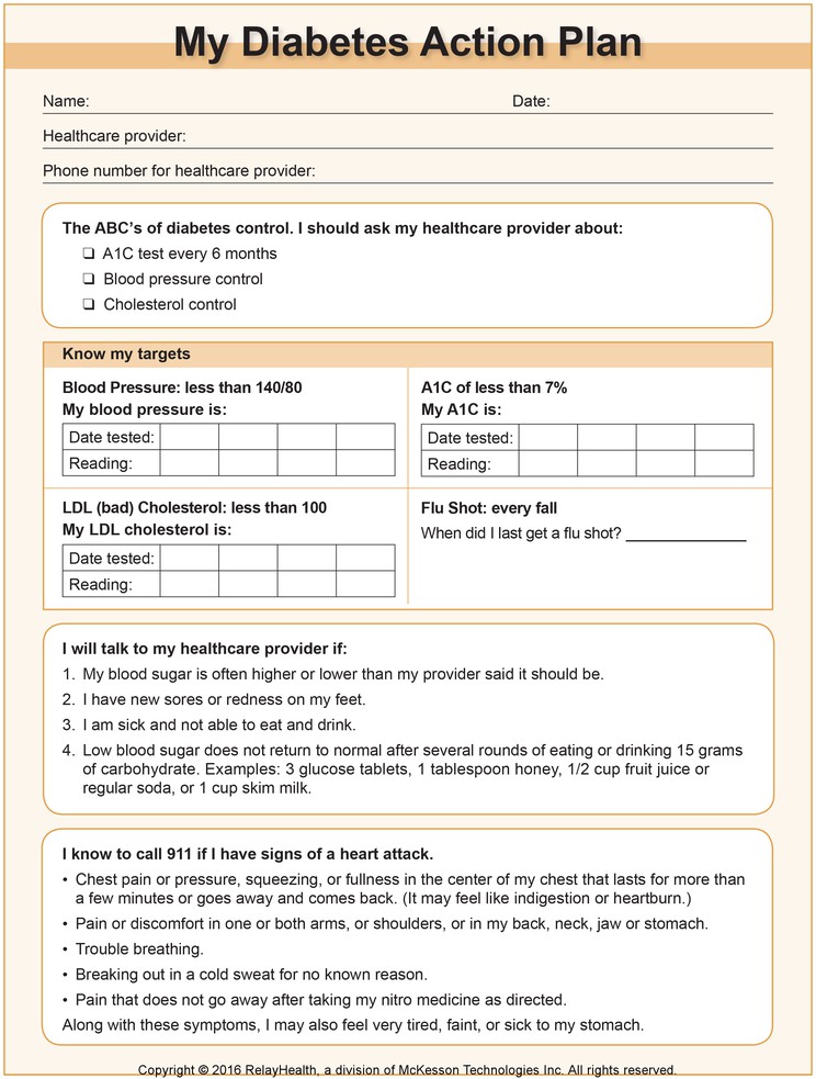 Diabetes Action Plan: Illustration, page 1