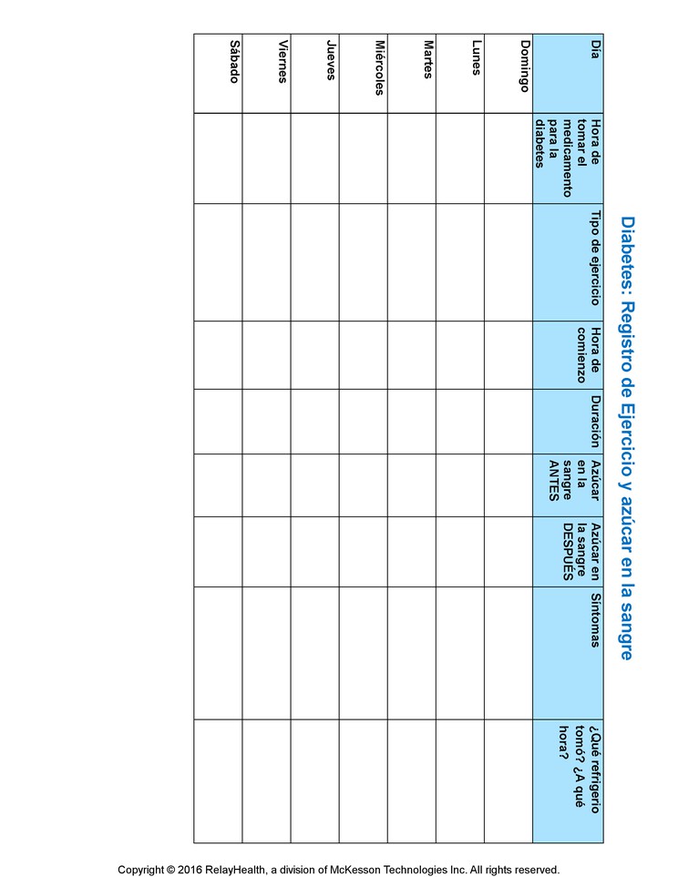 Diabetes: Exercise and Blood Sugar Record: Illustration