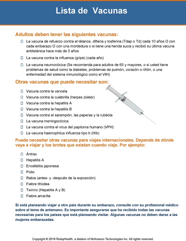 Immunizations: Checklist