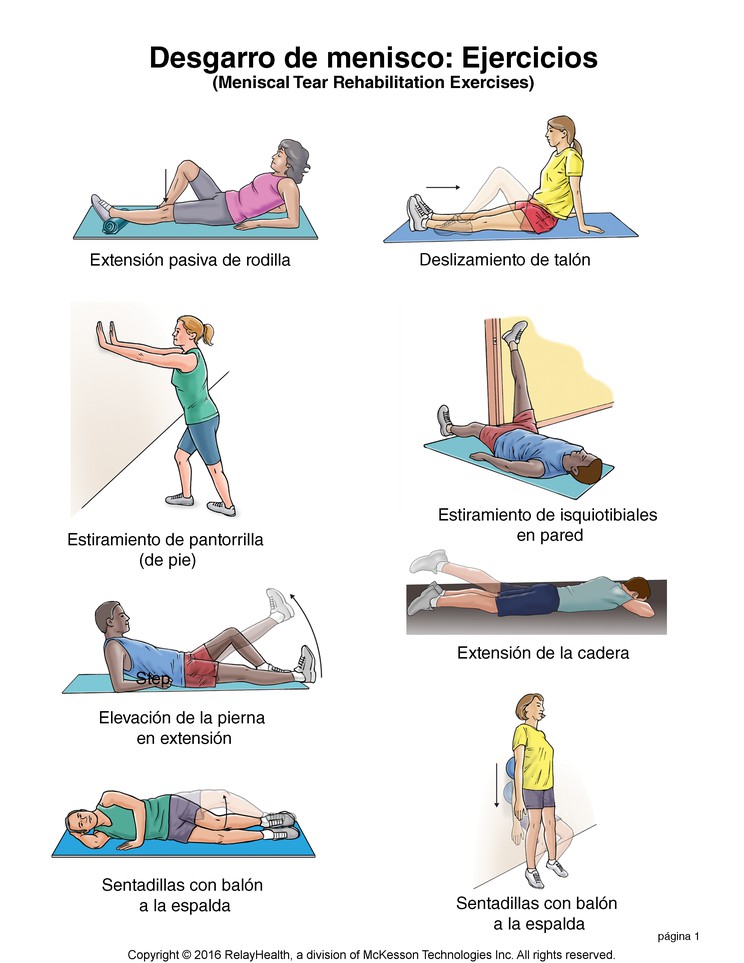 Meniscal (Cartilage) Tear Exercises: Illustration, page 1