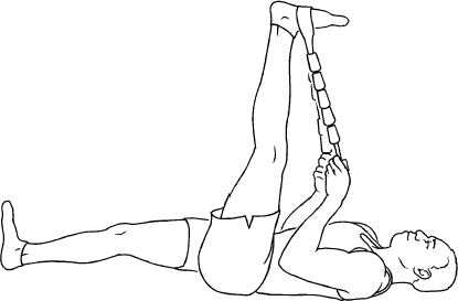 Yoga: Supine one leg hamstring stretch with strap