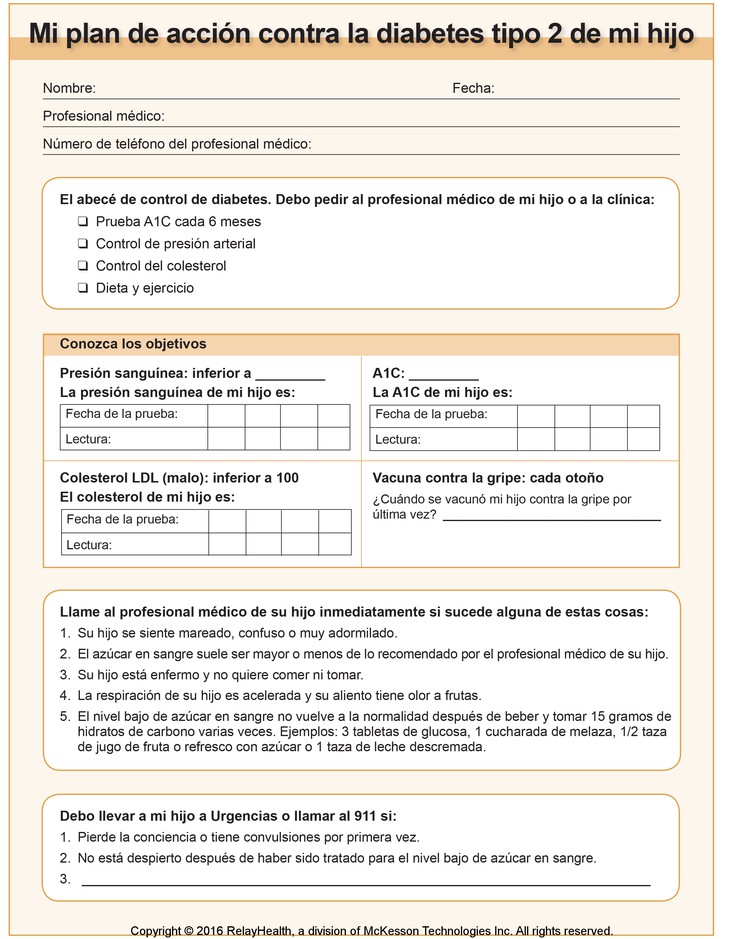 Diabetes Action Plan for My Child: Illustration, page 1